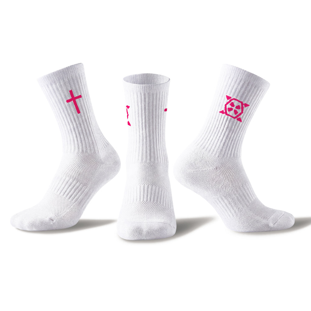 Combat X 'Stretch-To-Fit' Socks (2 Pack) - White/Black or White/Pink