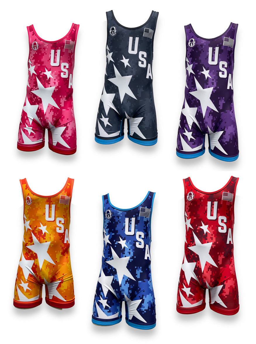 USA "Stars" Multicolor Singlets - Youth & Adult (Men & Women's Cut)