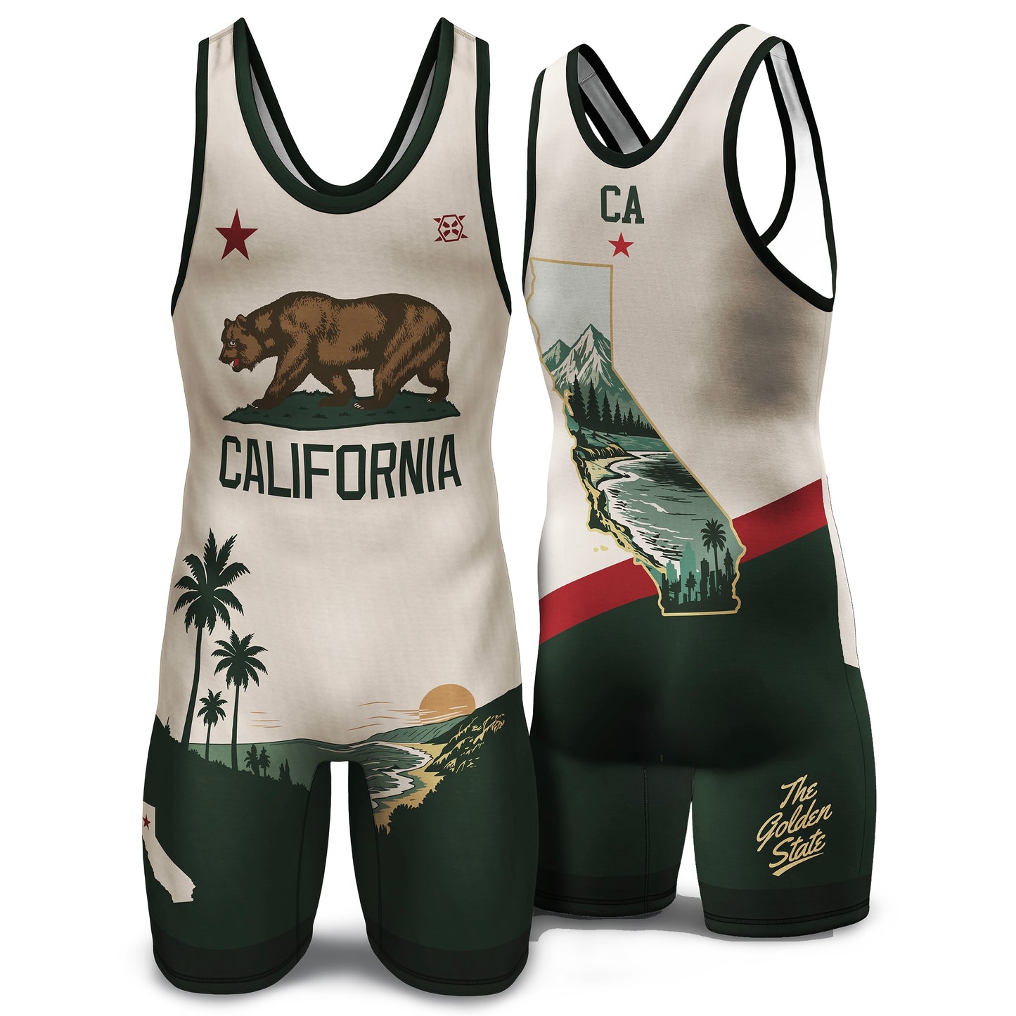 California State Wrestling Singlet (Single) - Youth & Adult (Men's Cut)