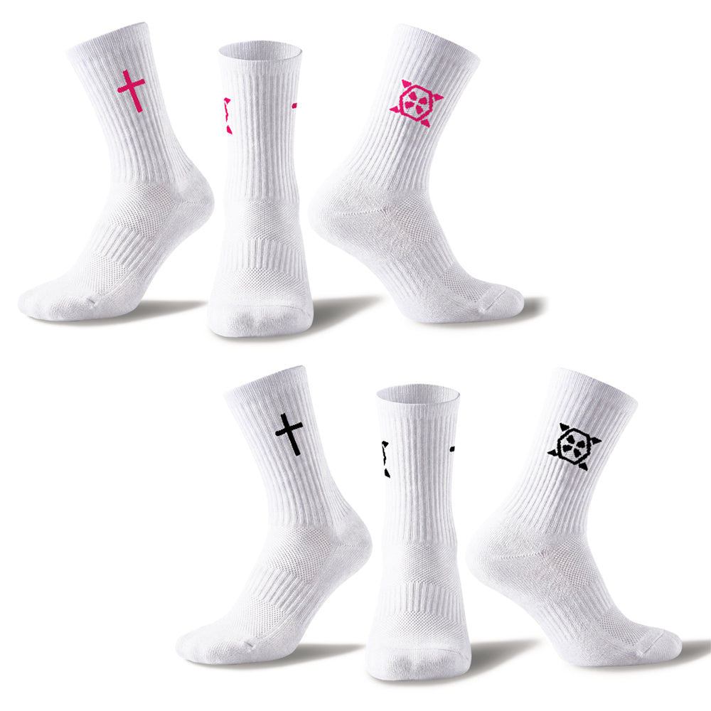 Combat X 'Stretch-To-Fit' Socks (2 Pack) - White/Black or White/Pink