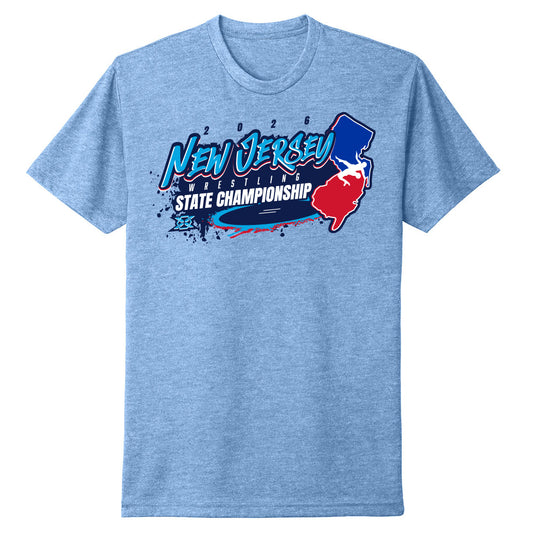 New Jersey 2026 State Wrestling Championships Cotton Tee - Heather Blue