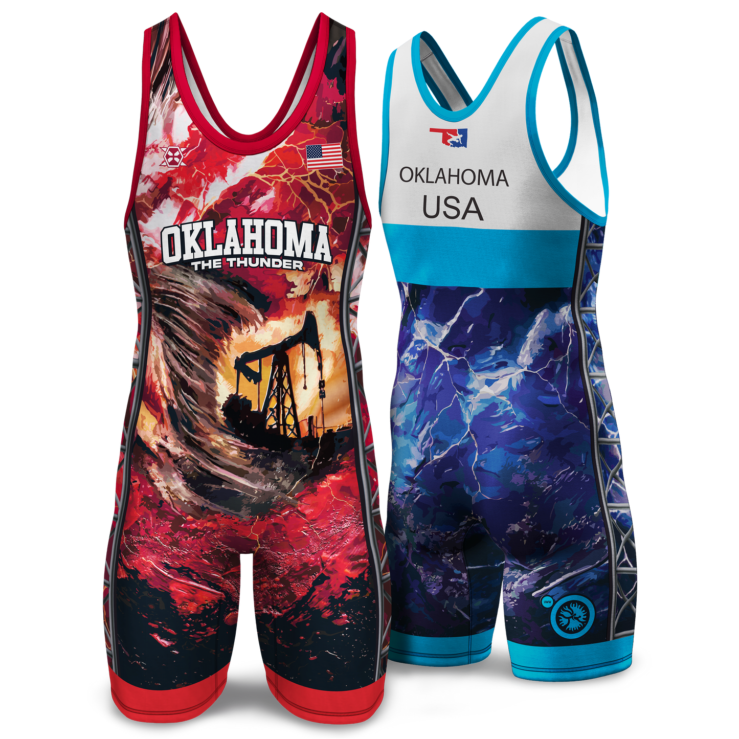 Oklahoma State Tornado Wrestling Singlets (Combo) - Youth & Adult- (Men & Womens Cut)