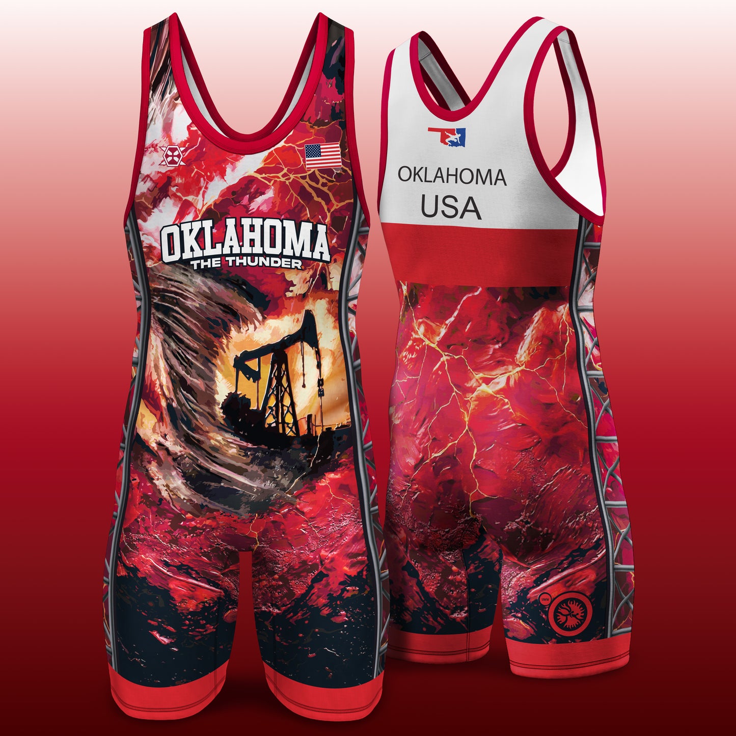 Oklahoma State Tornado Wrestling Singlets (Combo) - Youth & Adult- (Men & Womens Cut)