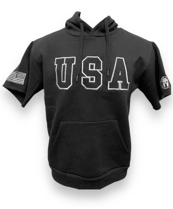 Spartan USA Short Sleeve Hoodies - Black & Gray