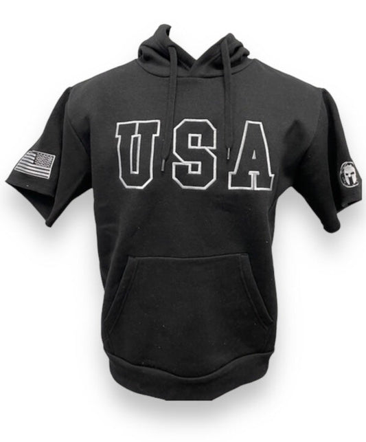 Spartan USA Short Sleeve Hoodies - Black & Gray
