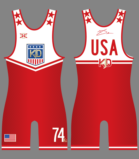 TEAM KD4: USA SINGLET RED