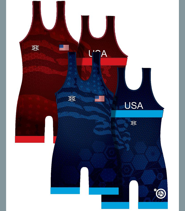Official Kyle Dake World Team Trials Singlet, Dark Red/Blue